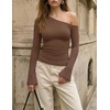 image:imageZESICA Womens Off Shoulder Bell Long Sleeve Going Out TopsBrown