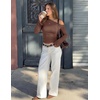 image:imageZESICA Womens Off Shoulder Bell Long Sleeve Going Out TopsBrown