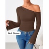 image:imageZESICA Womens Off Shoulder Bell Long Sleeve Going Out TopsCoffee