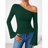 image:imageZESICA Womens Off Shoulder Bell Long Sleeve Going Out TopsDarkgreen