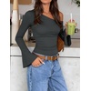 image:imageZESICA Womens Off Shoulder Bell Long Sleeve Going Out TopsDarkgrey