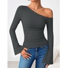 image:imageZESICA Womens Off Shoulder Bell Long Sleeve Going Out TopsDarkgrey