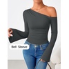 image:imageZESICA Womens Off Shoulder Bell Long Sleeve Going Out TopsDarkgrey
