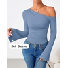 image:imageZESICA Womens Off Shoulder Bell Long Sleeve Going Out TopsDustyblue