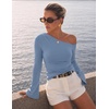 image:imageZESICA Womens Off Shoulder Bell Long Sleeve Going Out TopsDustyblue