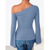 image:imageZESICA Womens Off Shoulder Bell Long Sleeve Going Out TopsDustyblue