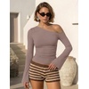 image:imageZESICA Womens Off Shoulder Bell Long Sleeve Going Out TopsLightkhaki