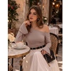 image:imageZESICA Womens Off Shoulder Bell Long Sleeve Going Out TopsLightkhaki