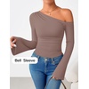 image:imageZESICA Womens Off Shoulder Bell Long Sleeve Going Out TopsLightkhaki