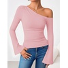 image:imageZESICA Womens Off Shoulder Bell Long Sleeve Going Out TopsLightpink