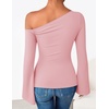 image:imageZESICA Womens Off Shoulder Bell Long Sleeve Going Out TopsLightpink
