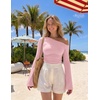image:imageZESICA Womens Off Shoulder Bell Long Sleeve Going Out TopsLightpink