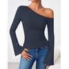 image:imageZESICA Womens Off Shoulder Bell Long Sleeve Going Out TopsNavy