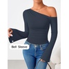image:imageZESICA Womens Off Shoulder Bell Long Sleeve Going Out TopsNavy