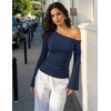 image:imageZESICA Womens Off Shoulder Bell Long Sleeve Going Out TopsNavy