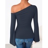 image:imageZESICA Womens Off Shoulder Bell Long Sleeve Going Out TopsNavy