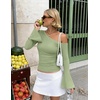 image:imageZESICA Womens Off Shoulder Bell Long Sleeve Going Out TopsPeagreen