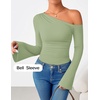 image:imageZESICA Womens Off Shoulder Bell Long Sleeve Going Out TopsPeagreen