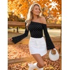 image:imageZESICA Womens Off Shoulder Bell Long Sleeve Going Out TopsPolkadotblack