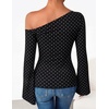 image:imageZESICA Womens Off Shoulder Bell Long Sleeve Going Out TopsPolkadotblack