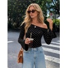 image:imageZESICA Womens Off Shoulder Bell Long Sleeve Going Out TopsPolkadotblack