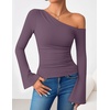 image:imageZESICA Womens Off Shoulder Bell Long Sleeve Going Out TopsPurple