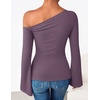 image:imageZESICA Womens Off Shoulder Bell Long Sleeve Going Out TopsPurple