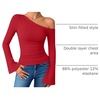 image:imageZESICA Womens Off Shoulder Bell Long Sleeve Going Out TopsRed