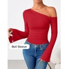 image:imageZESICA Womens Off Shoulder Bell Long Sleeve Going Out TopsRed