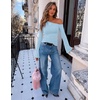 image:imageZESICA Womens Off Shoulder Bell Long Sleeve Going Out TopsSky