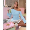 image:imageZESICA Womens Off Shoulder Bell Long Sleeve Going Out TopsSky