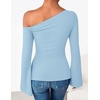 image:imageZESICA Womens Off Shoulder Bell Long Sleeve Going Out TopsSky
