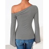 image:imageZESICA Womens Off Shoulder Bell Long Sleeve Going Out TopsStripeblack