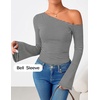 image:imageZESICA Womens Off Shoulder Bell Long Sleeve Going Out TopsStripeblack