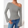 image:imageZESICA Womens Off Shoulder Bell Long Sleeve Going Out TopsStripeblack