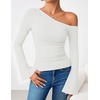 image:imageZESICA Womens Off Shoulder Bell Long Sleeve Going Out TopsWhite