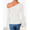 image:imageZESICA Womens Off Shoulder Bell Long Sleeve Going Out TopsWhite