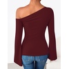 image:imageZESICA Womens Off Shoulder Bell Long Sleeve Going Out TopsWinered