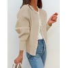 image:imageZESICA Womens Pearls Trim Open Front Cardigan SweaterApricot