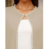 image:imageZESICA Womens Pearls Trim Open Front Cardigan SweaterApricot