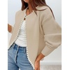image:imageZESICA Womens Pearls Trim Open Front Cardigan SweaterApricot