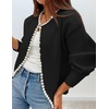 image:imageZESICA Womens Pearls Trim Open Front Cardigan SweaterBlack