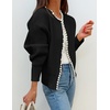 image:imageZESICA Womens Pearls Trim Open Front Cardigan SweaterBlack