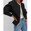 image:imageZESICA Womens Pearls Trim Open Front Cardigan SweaterBlack