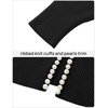 image:imageZESICA Womens Pearls Trim Open Front Cardigan SweaterBlack