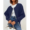 image:imageZESICA Womens Pearls Trim Open Front Cardigan SweaterDark Purple