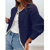 image:imageZESICA Womens Pearls Trim Open Front Cardigan SweaterDark Purple