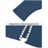 image:imageZESICA Womens Pearls Trim Open Front Cardigan SweaterDarkblue