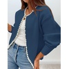 image:imageZESICA Womens Pearls Trim Open Front Cardigan SweaterDarkblue