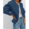 image:imageZESICA Womens Pearls Trim Open Front Cardigan SweaterDarkblue